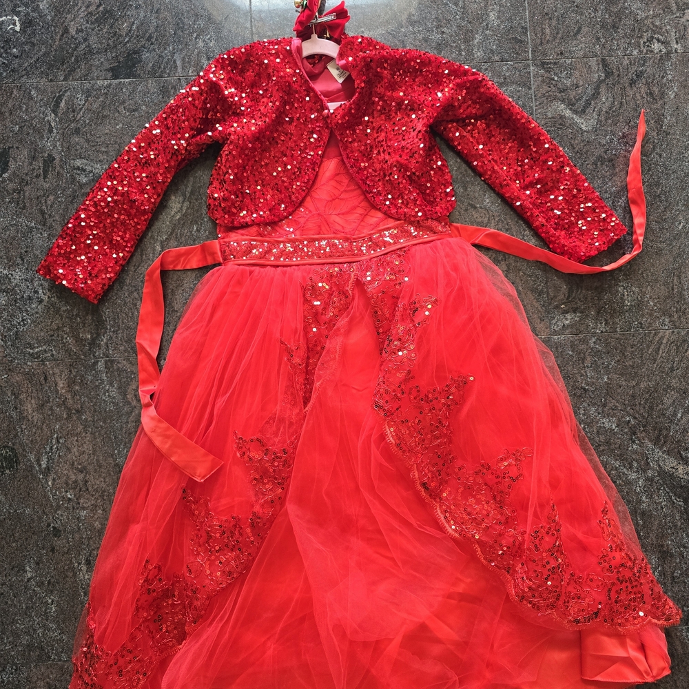 Red Sequin Princess Dress & Jacket - Kids Costume